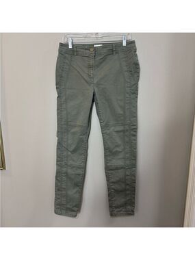 Women's Chico's Brooke Seamed Regular Slim Leg Twill Utility Green Pants. Size 6
